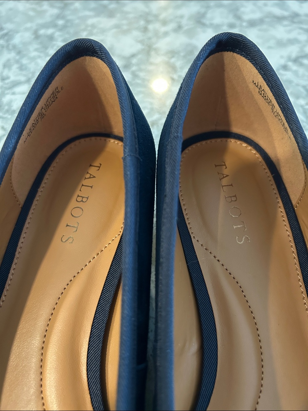 Talbots Navy Suede Square-Toe Ballet Flats with Bow - Picture 6 of 8